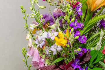 Multicolored bouquet of fresh flowers