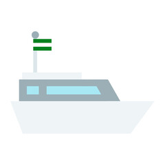 Boat with Green-White-Green Flag