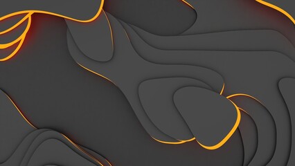 Flat gray 3d layers with orange glow - abstract modern background for presentations