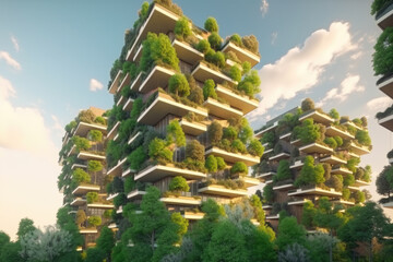 IA Generative sustainable building with lots of greenery