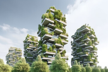 IA Generative Green cityscape with sustainable buildings