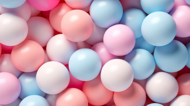 Festive multi-colored balloons in various shades of pink, blue, and white © cac_tus