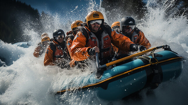 Rafting, extreme sport background with adventure mood and tone. Collection of extreme sport motivation, outdoors activities  lifestyle concept