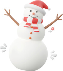 White cute snowman, Christmas theme elements 3d illustration