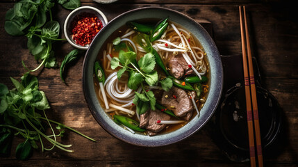 Asian dinner,  created with Generative AI technology.