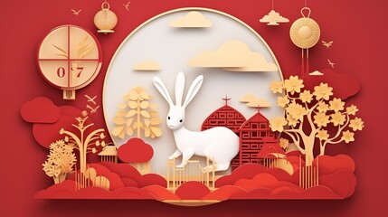 Cartoon illustrations celebrating the mid-autumn Festival.AI generated. 