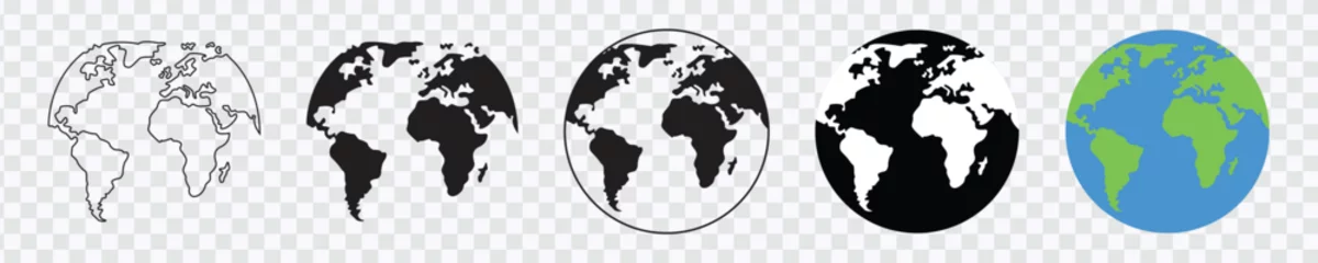 Fotobehang Planet icon set. Global map. Map symbol. international earth globe icon, World globe icon, Line vector © DesignViralHub