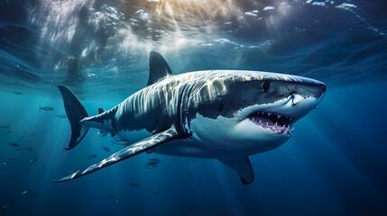 Fototapeta premium Shark in the sea made with Ai generative technology