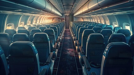 plane inside. empty airplane inside.  Created with Generative AI.