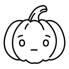 Kawaii pumpkin neutral emoji vector illustration.