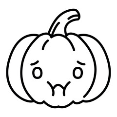 Kawaii pumpkin noxious emoji vector illustration.