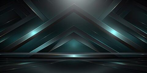 Abstract 3d background, glowing geometric shapes pattern texture on dark black background - obrazy, fototapety, plakaty