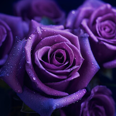 Captivating Close-up of a Gorgeous Purple Rose Blossom in Full Bloom - AI generated