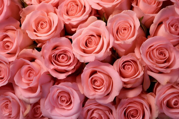 Obraz premium Mesmerizing Pink Rose Blossoms in Abundance: Nature's Delightful Symphony - AI generated