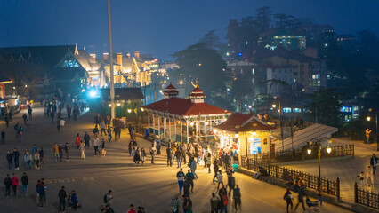 Mall Road is a Shopping center located in Shimla, Himachal Pradesh, India - obrazy, fototapety, plakaty