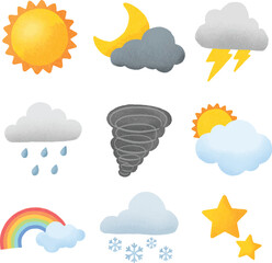 Collection of Weather Elements Hand drawn illustration in every seasons