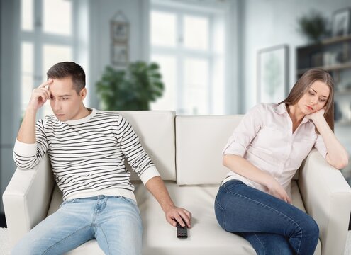 Family couple ignoring after fight misunderstanding problem, AI generated image