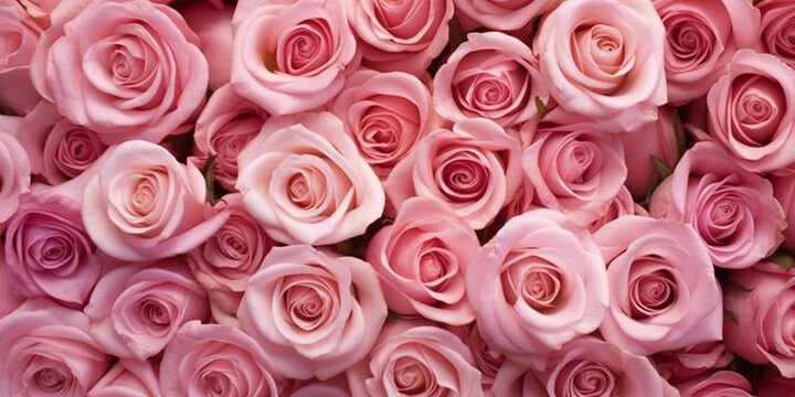 Mesmerizing Pink Rose Blossoms in Abundance: Nature's Delightful Symphony - AI generated