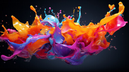Obraz na płótnie Canvas Colorful paint splashing in the air on a black background