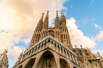 La sagrada Familia cathedral church designed by Gaudy in Barcelona, Spain