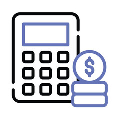 Calculator with coins denoting accounting concept vector, money calculation icon