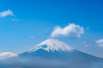 View of Mount Fuji with cloud overhead, captured from Yamanashi Prefecture, Japan