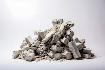 group of rubble on a white background. - obrazy, fototapety, plakaty