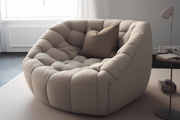 Comfy Chair - England - A large, overstuffed armchair with a curved backrest and armrests, popularized in England in the 20th century (Generative AI)