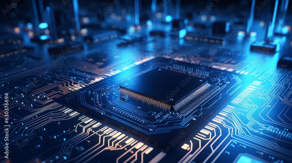 Leinwandbilder a close-up view of a computer chip on a circuit board