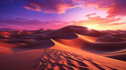 A mesmerizing sunset over the Sahara desert. Wallpaper concept. Generative AI.