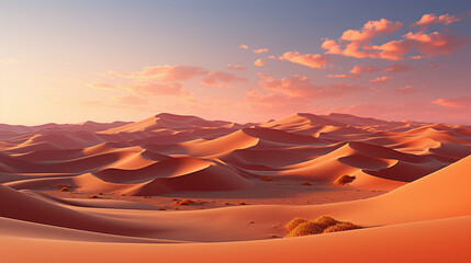 Plakat A mesmerizing sunset over the Sahara desert. Wallpaper concept. Generative AI.
