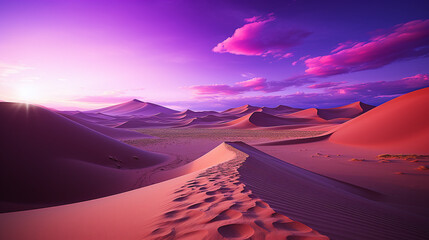 Fototapeta na wymiar A mesmerizing sunset over the Sahara desert. Wallpaper concept. Generative AI.
