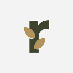Letter r tree logo identity. Simple initial r log nature organic logo