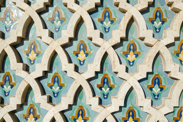 decorative ornaments at Casablanca Grand Moche mosque in Morocco
