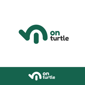 Turtle and on buttom logo for mobile internet as network logo vector