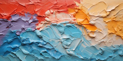 Generative AI, Closeup of impasto abstract rough colorful art painting texture