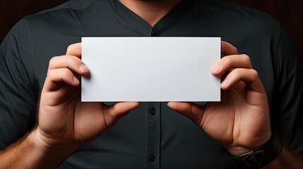 Hands Holding White Card with Realistic Depiction