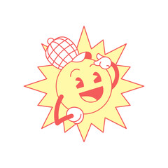 Smart sun innovation idea gesture cartoon character retro 30s animation style icon vector flat