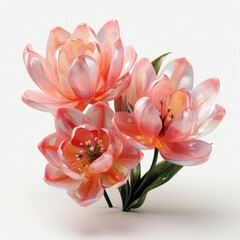 Spectral Flower with Pink Tulips and Transparent Petals