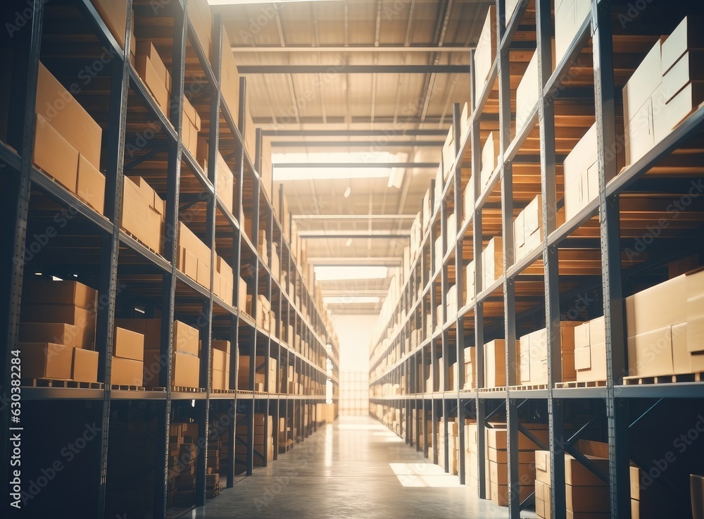 Poster large inventory. warehouse goods stock for logistic shipping banner background. created with generat