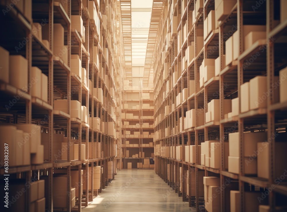 Poster large inventory. warehouse goods stock for logistic shipping banner background. created with generat