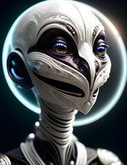 Generative AI Illustration of an adult humanoid female alien portrait