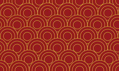 Fototapeta premium Golden Circle Pattern on Red Background