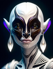Naklejka premium Generative AI Illustration of an adult humanoid female alien portrait