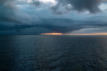 Baltic sea by sunsire seen from a ferry, Helsinki, Finland