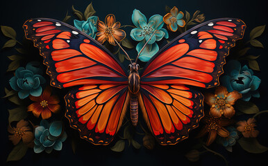 Butterfly with flower background