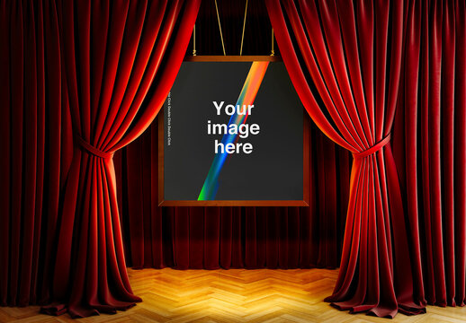 Theater Red Curtains Mockup 05