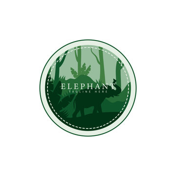jungle elephant sticker template design illustration