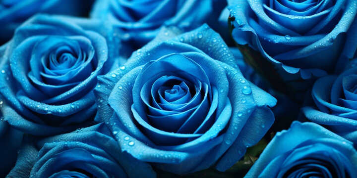 A Captivating Display of Gorgeous Blue Rose Blossoms - AI generated