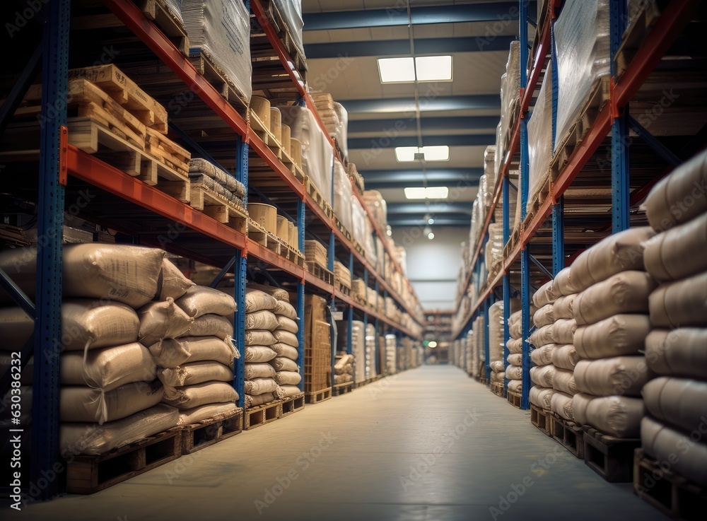 Poster large inventory. warehouse goods stock for logistic shipping banner background. created with generat